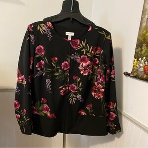 Susan Graver Womens Blazer Jacket Size 22W Black Floral